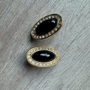 Faux gold/black/diamond costume clip on earrings
